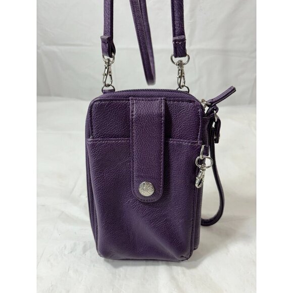 Jacqui Cell Phone Wallet Purple w Shoulder Strap - Picture 2 of 10